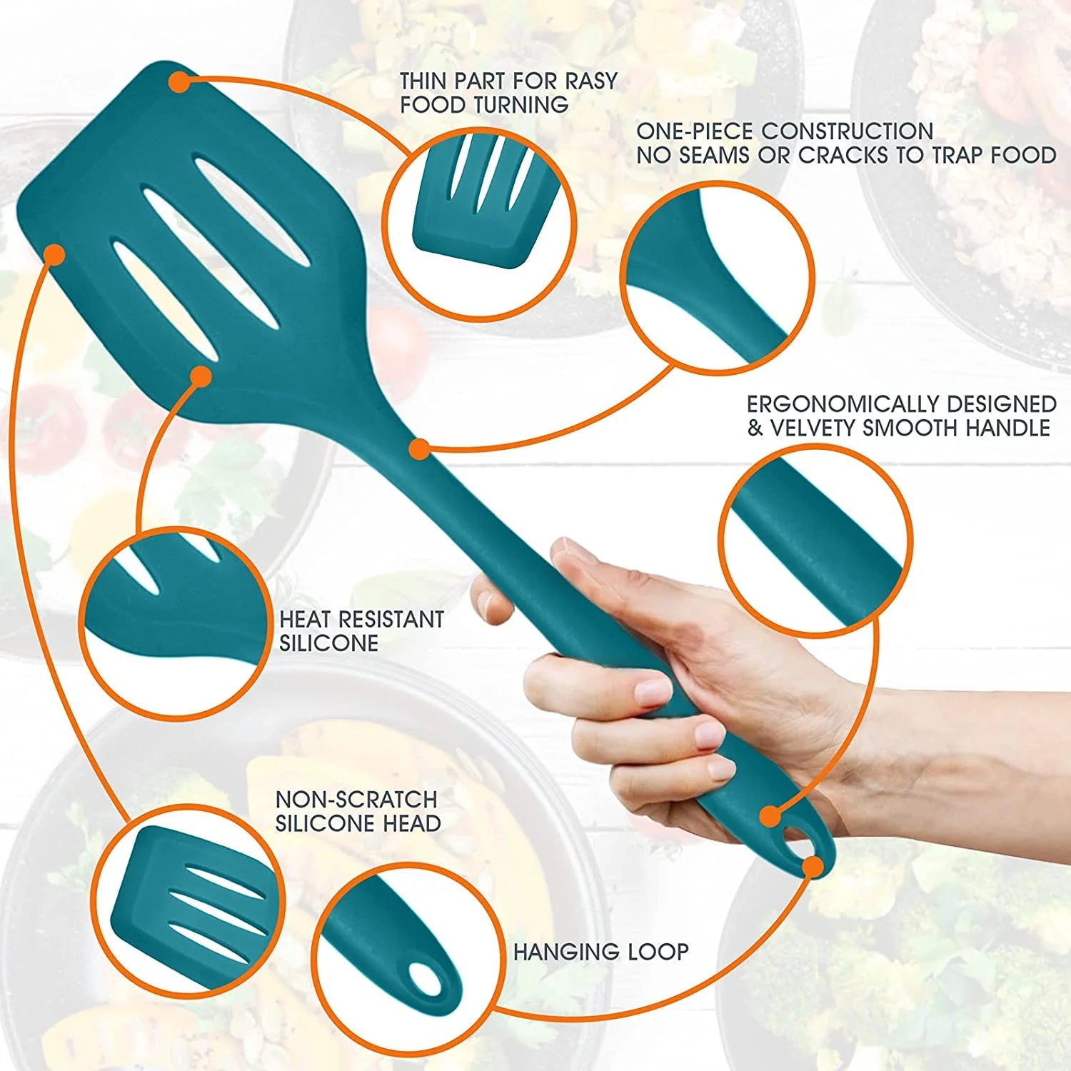 Elevate Your Cooking Experience with the 15-Piece Teal Blue Silicone Utensil Set – Non-Stick, Heat Resistant, and Complete with Holder!