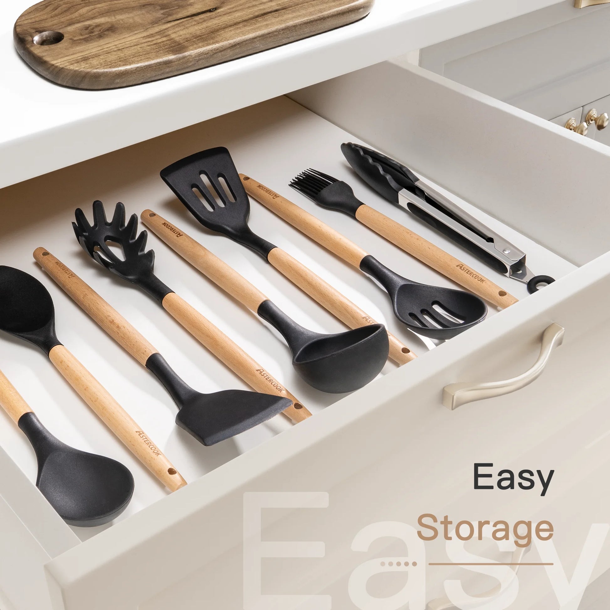 Elevate Your Cooking Experience with the 38-Piece Silicone Utensil Set - Heat Resistant, BPA-Free, and Stylish Wooden Handles for Nonstick Cookware