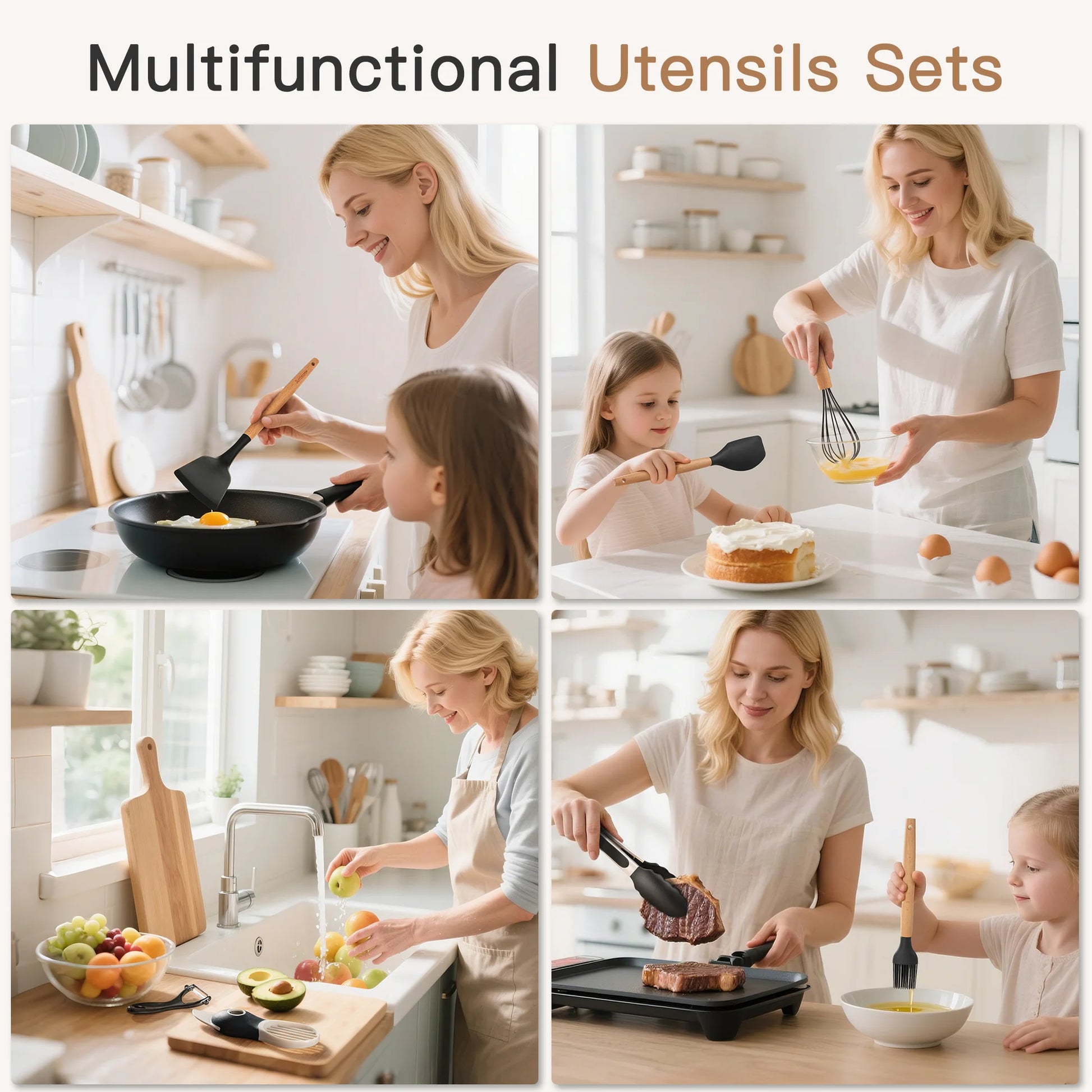 Elevate Your Cooking Experience with the 38-Piece Silicone Utensil Set - Heat Resistant, BPA-Free, and Stylish Wooden Handles for Nonstick Cookware