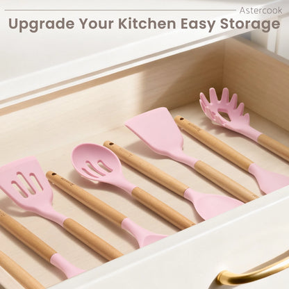 Elevate Your Cooking Experience with Our 38-Piece Pink Silicone Utensil Set - Heat Resistant, BPA-Free, and Perfect for Nonstick Cookware!