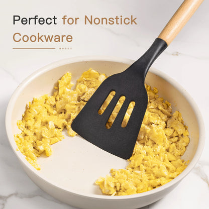 Elevate Your Cooking Experience with the 38-Piece Silicone Utensil Set - Heat Resistant, BPA-Free, and Stylish Wooden Handles for Nonstick Cookware