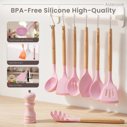 Elevate Your Cooking Experience with Our 38-Piece Pink Silicone Utensil Set - Heat Resistant, BPA-Free, and Perfect for Nonstick Cookware!